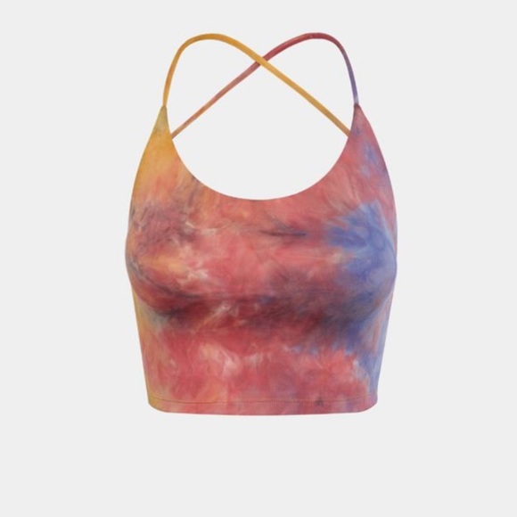 HALARA Spaghetti Strap Tie Dye Backless Crisscross Lace Up Cropped Top Size M - Picture 3 of 5